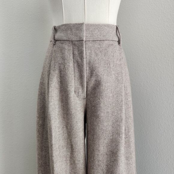 Banana Republic High Rise Straight Leg Beige Herringbone Wool Blend Trouser Pant - Picture 3 of 14